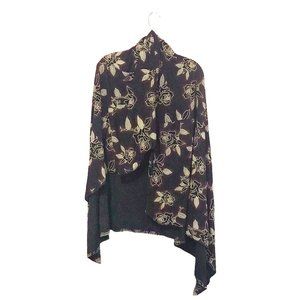 Es.se Black Rose Wrap Over Long Shawl